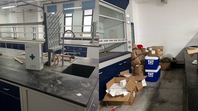 清理前的实验平台 清理前的实验平台