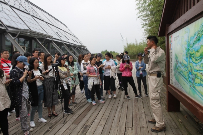 讲解员介绍东滩湿地公园概况 讲解员介绍东滩湿地公园概况